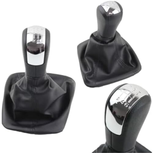 Ableholy Pomello del cambio manuale a 5/6 velocità con copertura, pomello del cambio ergonomico resistente all'usura, in pelle, copertura antipolvere compatibile per Skoda Octavia 2 2004-2013 (6