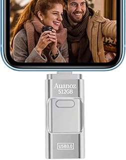 Auanoz USB3.0 Flash Drive 512GB, USB External Storage Memory Stick Thumb Drive Photo Stick Compatible with iPhone, Android, Computerssilvery