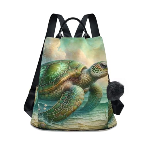 Mochila de tortuga marina para mujer bolsa de viaje vintage y antirrobo