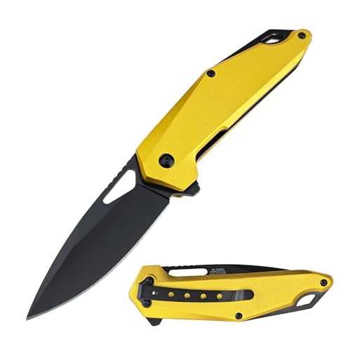 Tac-Force Pocket Folding Knife, 7.75-Inch Overall Length, Black Aluminum Handle, 3Cr13MoV Steel Blade, Camping, Hunting, EDC