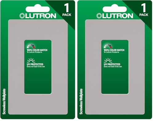 Image of Lutron Claro Light Switch Cover Plate, 1 Gang Wallplate, for Decorator Light Switches, Screwless Switch Plate Cover, Gloss, CW-1-GR-2, Gray, 2 Pack