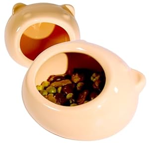 Small Animal Feeding Bowl Ceramic Hamster Bowl Hamster Food Tray Prevent Spilling, Food Splashing and Chewing Feeding Tray for Gerbils Chinchillas Mice Ferrets Hedgehogs (Orange（Feeding Bowl）)