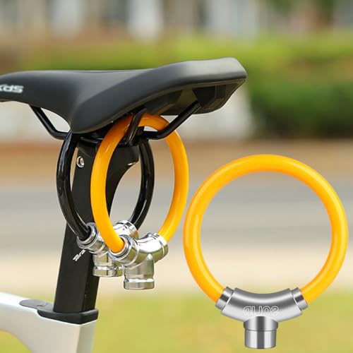 SUNCN 自転車ロック 鍵付き - 高耐久 盗難防止ケーブルロック 自転車、eバイク、電動スクーター用 (ビッグオレンジ)