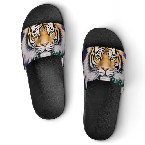 Tiger The King of Mardi and GRAS Non Slip Slides Sandals for Women Men Quick Drying Shower Shoes for Bathroom Pool Beach