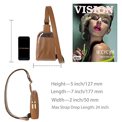 Inicat Small Crossbody Sling Bags For Women Cell Phone Purse Fanny Packs For Women Men With Touchscreen Window (Touchscreen-Brown) #TOP5