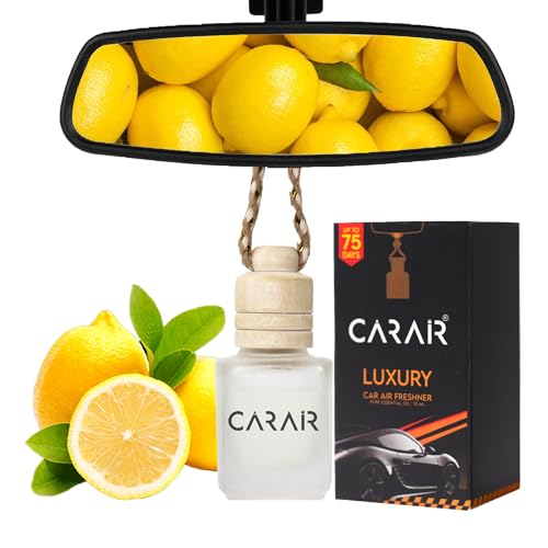 Image of lemon Car perfumes luxury |Car Air Freshener | Hanging Car Perfume | Car fresheners long lasting| Aroma with Essential Oils | Hanging Perfume for Car in Glass Bottle with Wooden Diffuser Lid (Fresh)