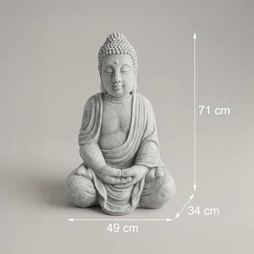 Statue Bouddha Jardin XL Résistante aux Intempéries Déco Extérieur 70 cm - 5