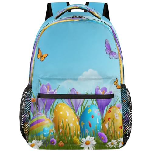 Huevos De Pascua De Primavera En La Pradera Mochila Informal Ligera Mochila Escolar Unisex Mochilas Deportivas Para Hombre Trabajo Viaje 29X40Cm
