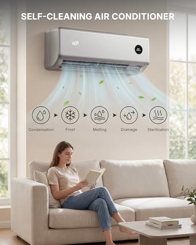 Image of Upstreman 12000 BTU Mini Split AC /Heating System, 115V Silver Mini Split Air Conditioner, 20 SEER2 Ductless Split AC, Energy Efficient Inverter, WiFi Control, with Mounting Bracket, Up to 750 Sq.Ft