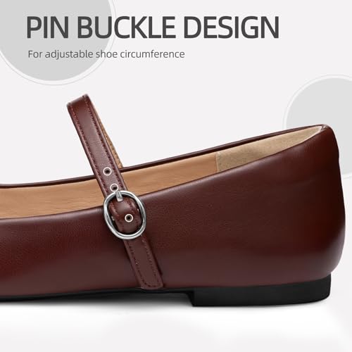 Image of Women's Mary Jane Shoes, Ballet Flats for Women, Square Toe Shoes for Women | Comfortable Dressy Adjustable Buckle Strap for Work Office business Casual, Memory Foam PU Sole Slip Resistant Wedding Party