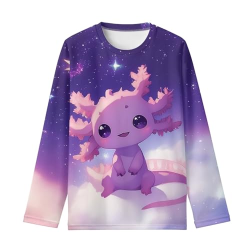 Image of Girls Cartoon Print Long Sleeve Graphic Tee Casual Crew Neck T-Shirts for 3-16 Years Little Girls