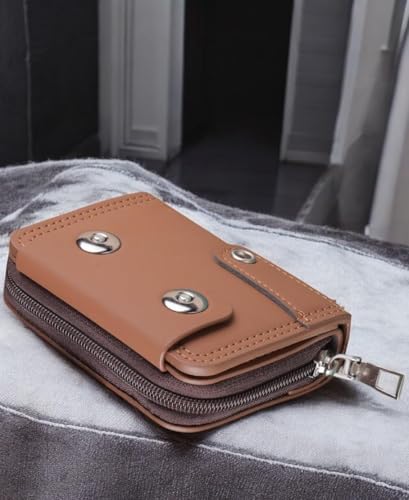 Image of Slim Pocket Card Holder Wallet with Accordion Design and Secure Closure, Multi Slot Credit Card Organizer for Men Travel Office and Daily Carry (Brown.)