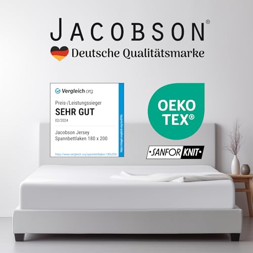 Image of Jacobson jersey fitted sheet, cotton bed sheet, 100 % Cotton, White, 60x120 - 70x140 cm