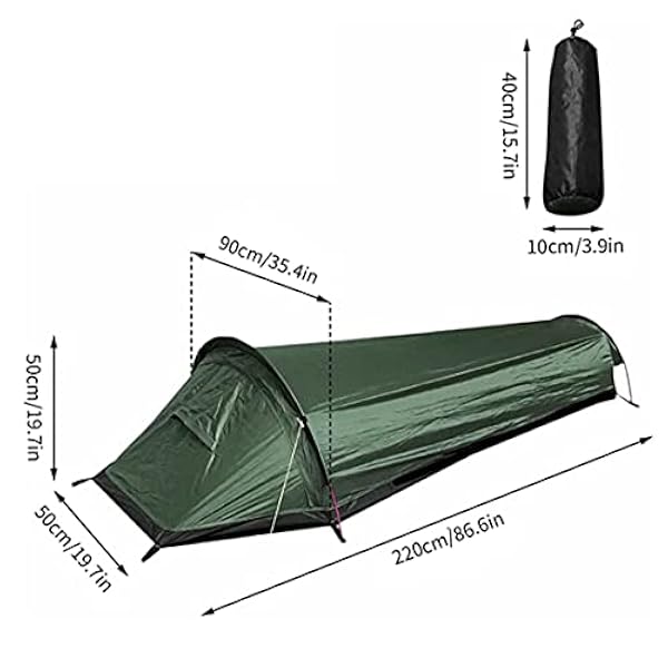 MYOYAY 1 Persoon Bivy Waterdichte Camping Tent 3 Seizoen Een Persoon Backpacken Tent Ultralight Enkele Persoon Bivy Tent voor Camping Wandelen Backpacken Jacht Outdoor Survival Ruimtebesparend