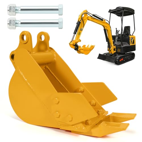 Image of 200mm /7.9'' Mini Excavator Bucket, Yellow Narrow Trench Bucket, Fit for Below 3 Tons Mini Excavator Attachment w /Pins*2#Replace Small Digger Micro Excavator Trenching Backhoe