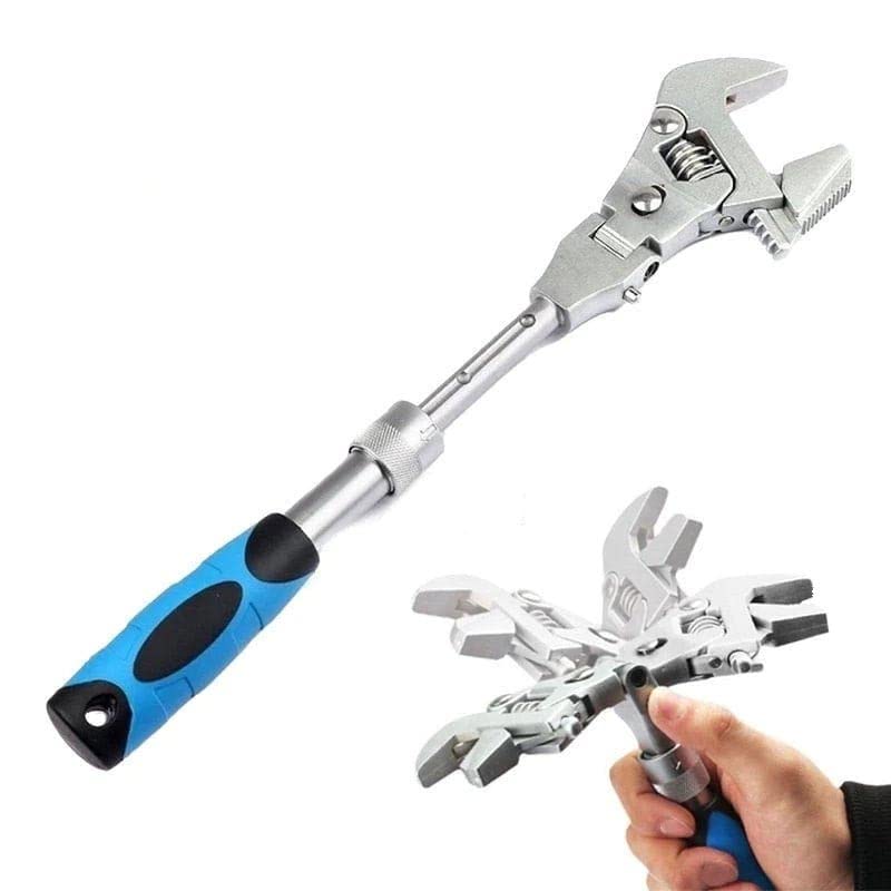Llave ajustable 5 en 1, llave dinamométrica de 10 pulgadas, llave universal de trinquete curvado, llave plegable de 180 grados, herramienta manual para plomería, reparación de automóviles y mantenim