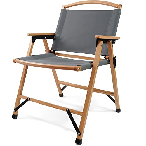 Human Comfort Klappstuhl Dolo XL Retro Campingstuhl Faltstuhl Stuhl Faltbar Holz Grau