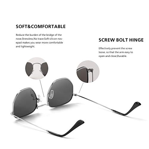 Image of Hipster Hexagonal Polarized Sunglasses Men Women Geometric Square Small Vintage Metal Frame Retro Shade Glasses
