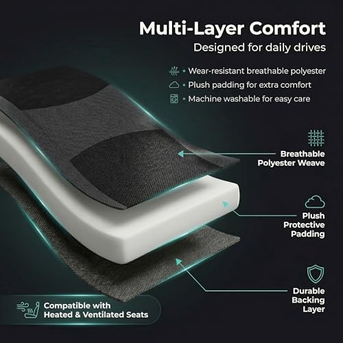 Image of FH Group Universal Automotive Seat Covers 8 Seater Set | Light & Breezy Flat Cloth Washable Car Seat Cover for SUV, Sedan, Truck | Airbag Compatible Interior Upgrade - Black