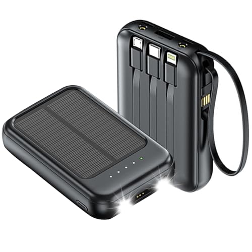 Powerbank solaire d'extérieur 100 000 mAh, batterie externe solaire avec lampe de poche, chargeur solaire pour téléphone portable avec 4 sorties et 3...
