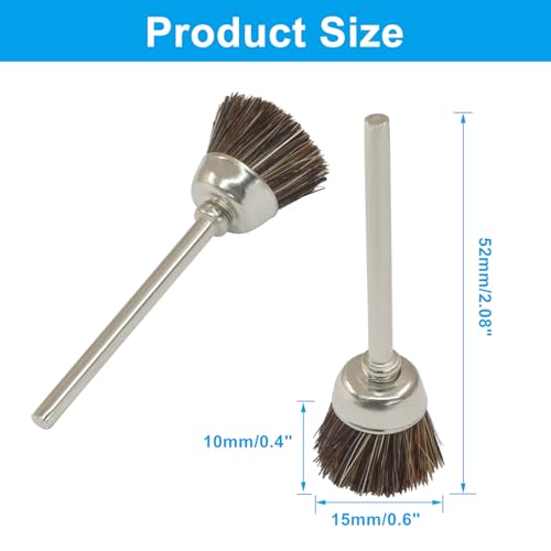 Image of 20 Pcs Horse Hair Wire Cleaning Brushes, 1 /8 Inch Shank Polishing Cleaning Brush for Rotary Tools Accessories
