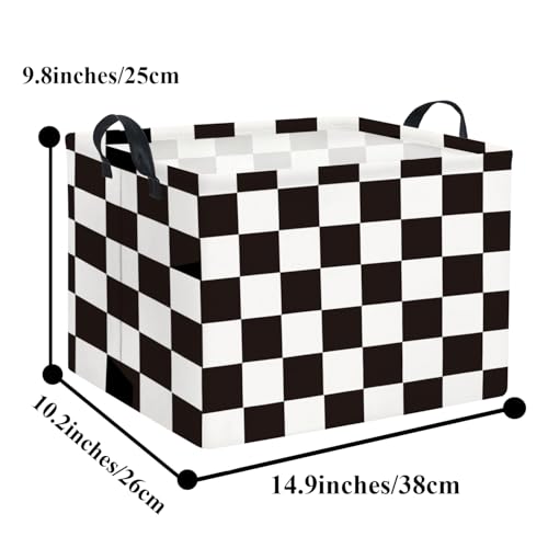 Image of Rectangular Car Basket for Boys Checkered Basket Kids Baby Storage Bin Toy Organizer Box Car Room Decor(Racing Flag)
