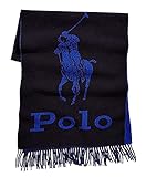 Polo RL Men's Wool Blend Oversized Pony Logo Scarf (Navy/Blue, One Size)