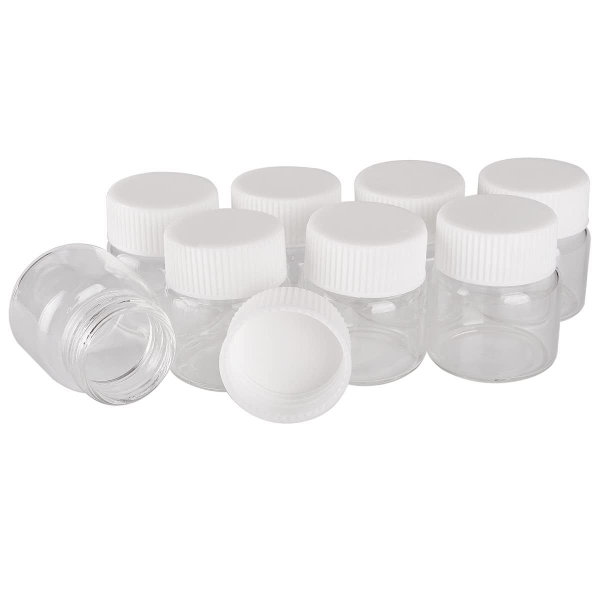 Amazon｜6個20ml-37x40mm白いプラスチックの蓋が付いたガラス瓶、空の