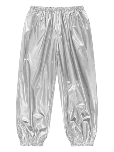 Aislor Kids Girls Shiny Metallic Gymnastics Athletic Leggings Harem Pants Yoga Tights Modern Hip Hop Street Dancewear3