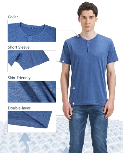 Liloak 4Pack Mens Henley T-Shirts,Multipack Henley Short Sleeve Shirts,3 Button Tee Shirts Multi Color,Classic Casual T Pack4