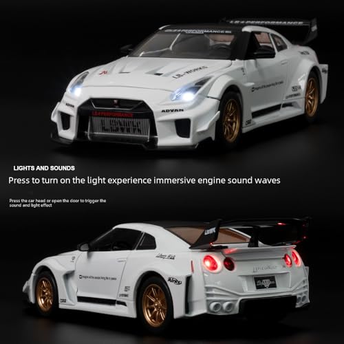 Image of Nissaan Skyline GTR-SCR2 R34 Model Car with Box, Zinc Alloy Pull Back Toy car with Sound and Light for Kids Boy Girl Gift [Colors as Per Stock] (Nissaan Skyline GTR-R34)