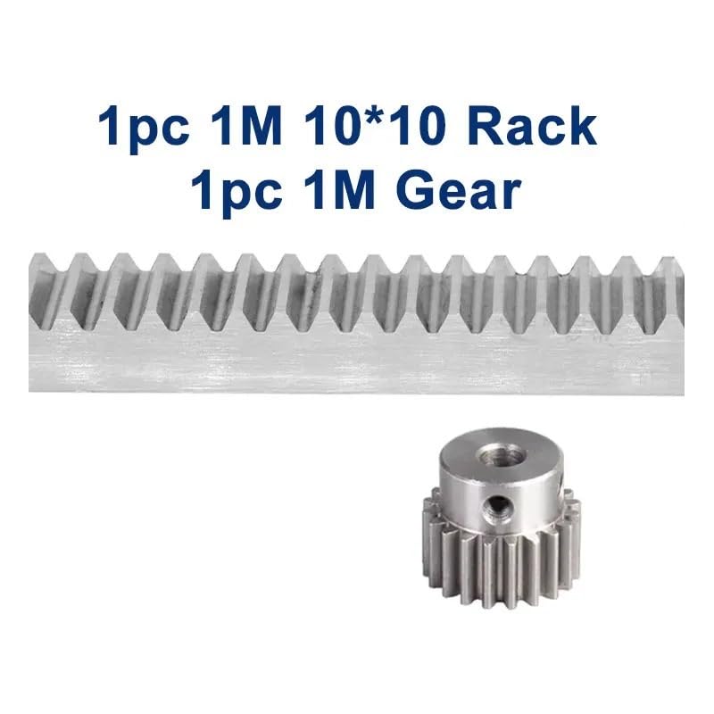 1 stück 1Mod 1 Modulus Zahnstange stahl 10 * 10 * 100-700mm + 1 stück 1M 12/14/15/16/17 Zähne Ritzel 45 Stahl Getriebe Metall Getriebe for CNC Teile(1M-10x10-700mm,1M17Thole8mm)