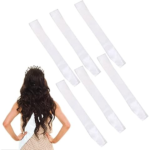 6 Pcs Blank Satin Sashes Soft Plain Sash Polyester Hens Party Sash for Women and Girls Bachelorette Party Bridal Party Gifts Wedding Accessories Cover