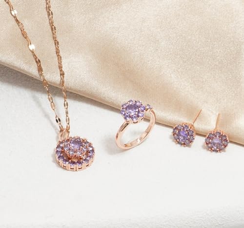 Jewelry Set for Women Rhinestone Open Ring Necklace Earrings Set Cubic Zirconia Bridal Wedding Crystal Jewelry Sets3