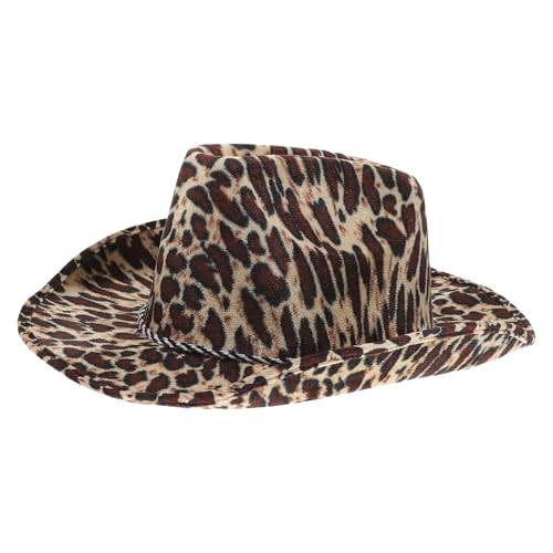 HANABASS Sombrero de Estilo Oeste con Estampado de Leopardo Talla Única Material Cómodo Sombrero para Fiestas y Espectáculos Unisex Accesorio para Disfraces y Eventos al Aire Libre