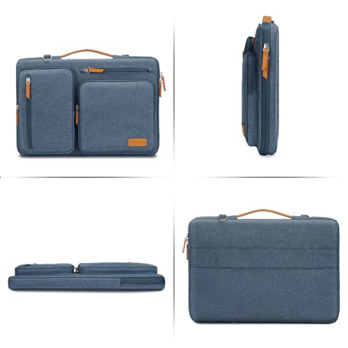 Image of MOSISO 360 Protective Laptop Shoulder Bag,14 inch Computer Bag Compatible with HP Lenovo Dell ASUS Acer, HP, Dell Latitude, Lenovo,Side Open Messenger Bag with 4 Zipper Pockets&Handle, Haze Blue