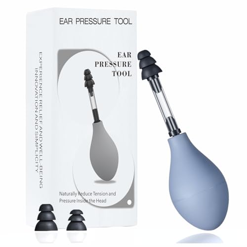 HillDog Ear Pressure Relief Device, Migraine Ear Pressure Relief Tool, Airplane Ear Pressure Relief Suction Device, Tinnitus Relief for Ringing Ears with 3 Sizes Earplugs