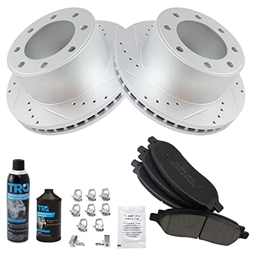 Image of TRQ Rear Performance Brake Pad & Rotor Kit, with Chemical Kit Ceramic Premium G-Coated Compatible with 2005-2007 Ford F-250 Super Duty F-350 Super Duty