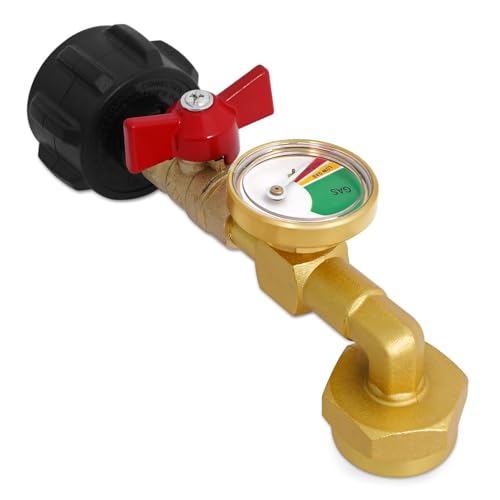 optheey Propane Refill Adapter for 1 LB. Tanks Propane Adapter 20lb to 1lb Converter with Gauge Valve Propane Refill Elbow Adapter for BBQ Grill Stove Camping