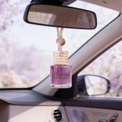 Image of Lilac Car Air Freshener Hanging | Car Perfume, 8 ml | 0.27 fl oz (8 ml) | 30-Day Luxury Glass Diffuser | Lilac, Rose & White Musk | Long-Lasting Floral Scent