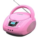 ✿【Lectores de CD】 Reproductor de CD portátil con pantalla LCD y altavoces estéreo RMS de 2 x 2 W, regulador de volumen, compatible con CD-MP3 / CD-R / CD-RW.