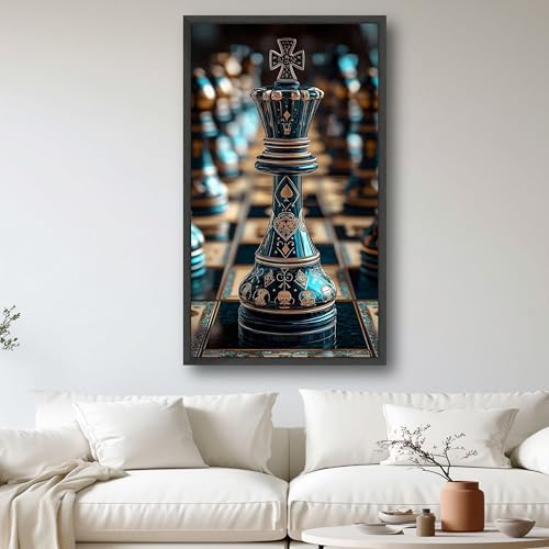 Tableau roi d'échecs noir et or : impression sur toile décoration murale chic - 2