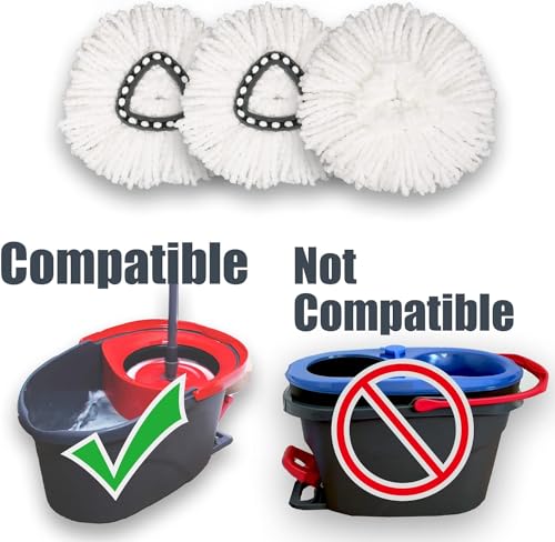 Image of Mop Replace Head, Spin Mop Replacement Head Easywring 1-Tank System, Easy Cleaning, Microfiber, Machine Washable (3 Pack)