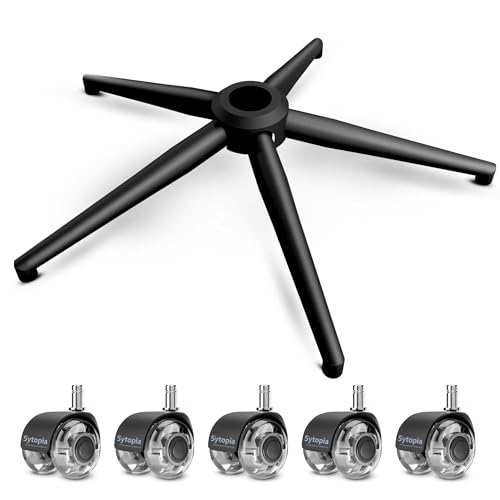 Sytopia Bürostuhl Fußkreuz mit Rollen, Universal 60cm Metallbasis für Drehstuhl und Gaming Stuhl, Belastbar bis 1180kg, Komplettset Bundle