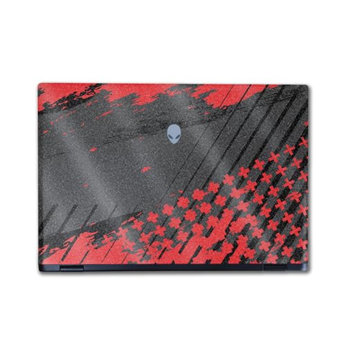 Image of Glossy Glitter Laptop Skin Compatible with Alienware M16 R2 (2024) - Grunge Red - Premium 3M Vinyl Protective Wrap Decal Cover - Easy to Apply | Crafted in The USA by MightySkins