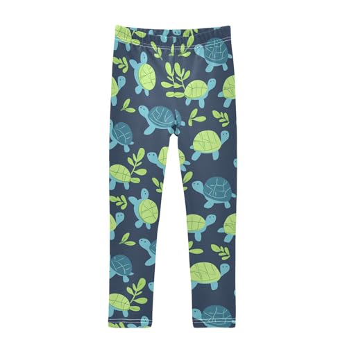 Cute Turtle Girls' Leggings Toddler Doodles Blue Kids Yoga Pants Dance Active Tights 4T