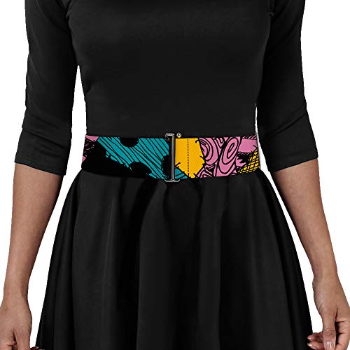 Buckle-Down Disney Belt, Cinch Belt Nightmare Before Christmas Sally Dress Patchwork, 3.0 Inch Wide, Adjustable3