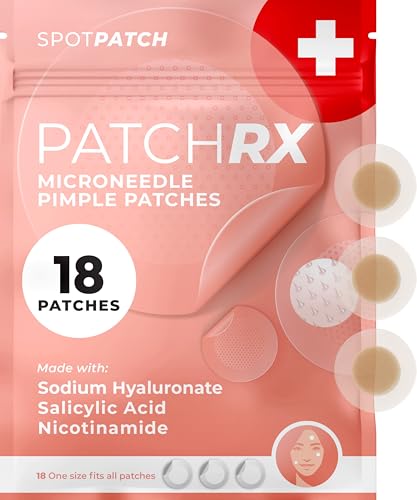 PatchRx Micro Needle Pimple Patch (18 Pack) - Hydrocolloid Micropoint Pimple Patch For Acne & Pimples, Microdart Patch, Micro Dart Pimple Patches