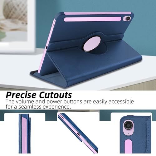 Image of TGK Rotating Cover for Samsung Galaxy Tab S9 FE 10.9 inch Tablet /Tab S10 FE 10.9-Inch 360 Degree Rotating Leather Flip Case (Dark Blue)