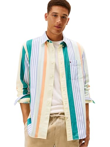 Image of Tommy Hilfiger Men's Long Sleeve Oxford Shirts in Regular Fit, Men's Button Down Shirts, Also Available in Big and Tall